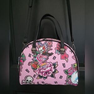 NWT Ed Hardy Pink Floral Skull Lunch Tote